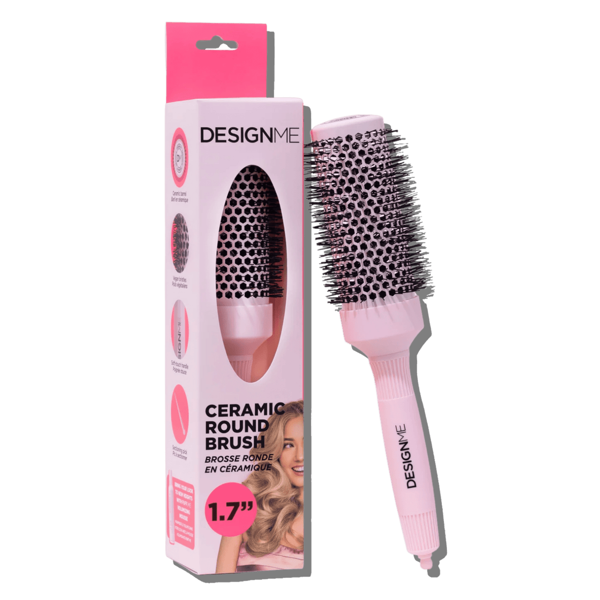 DESIGN ME Brosse Ronde Céramique 1,7 po – Tous Types de Cheveux