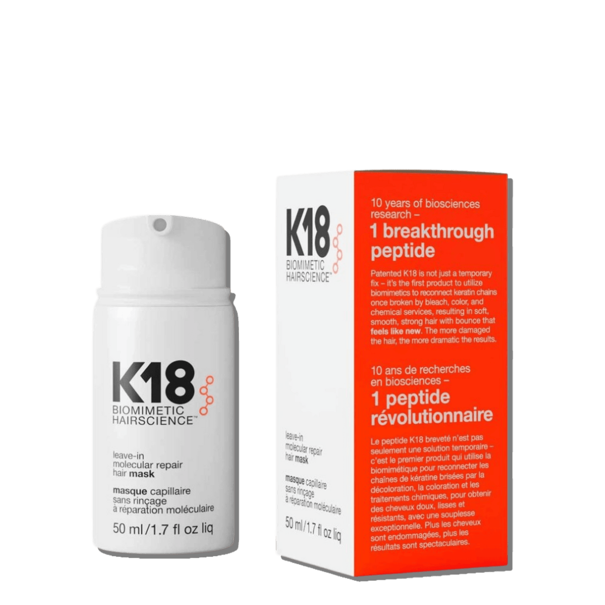 K18 Masque Réparateur Moléculaire sans Rinçage – Cheveux Abîmés 50 ml